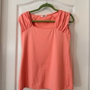 Apt. 9 Coral Blouse with Gathered Shoulders